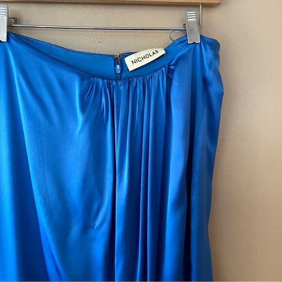 Nicholas Manon Skirt in Olympic blue satin wrap high slit midi Revolve nwt - Picture 9 of 11